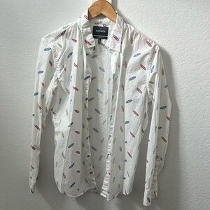 Bonobos White Button-Down Shirt with Multicolor Surfboard Print